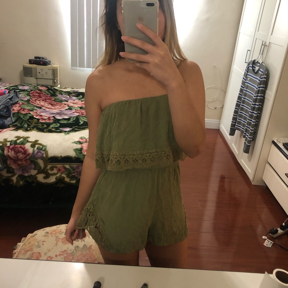 Olive Strapless Romper